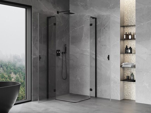 Mexen Mist-H L Duo душ кабина, отваряща се, 90 x 90 см, прозрачна, черна - 8A5L-090L-090P-70-00