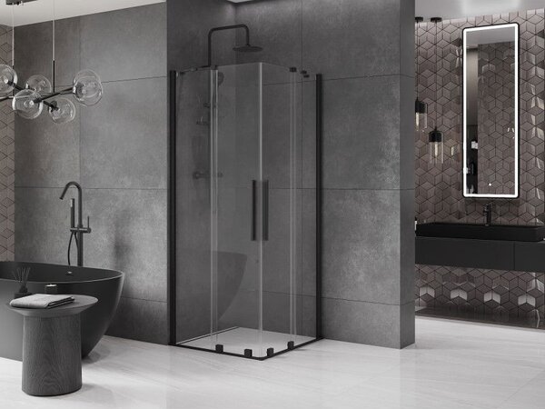 Mexen Velar Duo плъзгаща се душ кабина 80 x 80 см, прозрачна, черна - 871-080-080-02-70