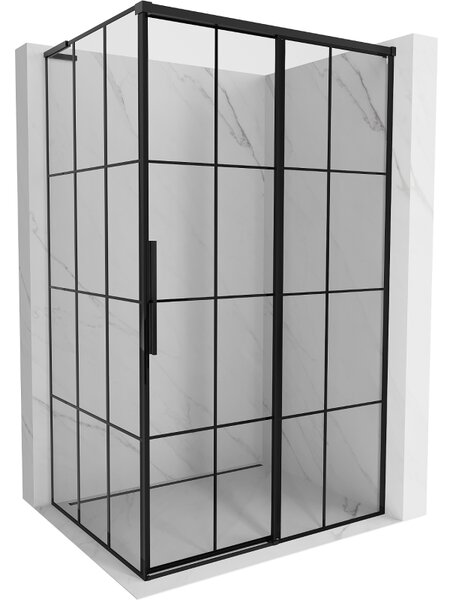 Mexen Rox L плъзгаща се душ кабина, дясна, 90 x 75 см, черна решетка, черна - 8C2L-090-075-70-77-P