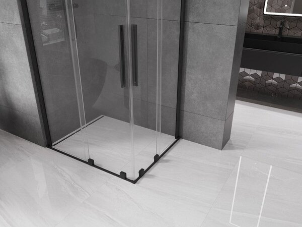 Mexen Velar Duo плъзгаща се душ кабина 90 x 80 см, прозрачна, черна - 871-090-080-02-70