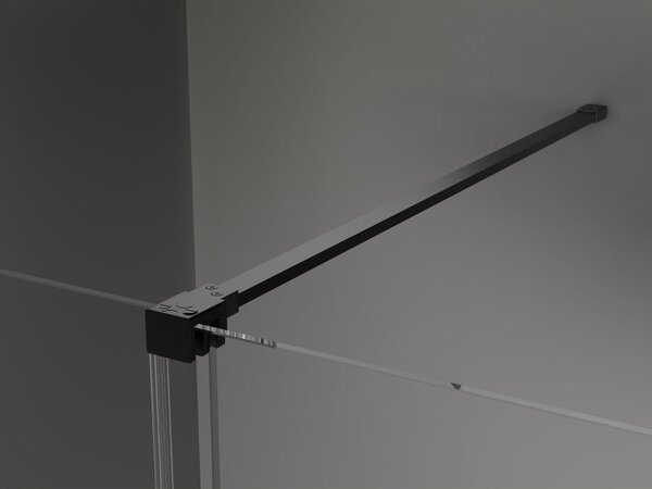 Mexen Velar плъзгаща се душ преграда Walk-in 140 x 200 см, прозрачна 8 мм, черна - 871-140-000-03-70