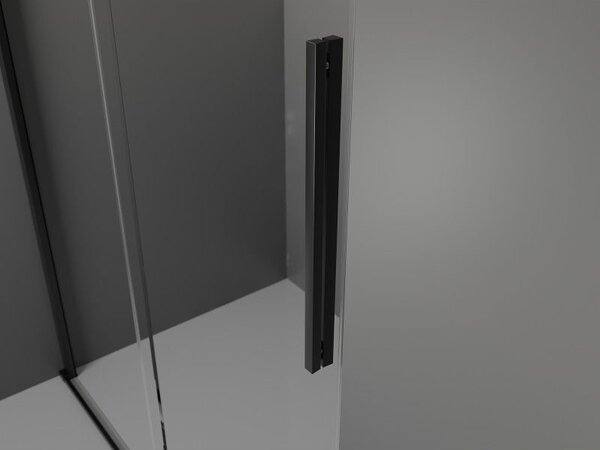 Mexen Velar плъзгаща се душ преграда Walk-in 140 x 200 см, прозрачна 8 мм, черна - 871-140-000-03-70