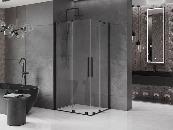 Mexen Velar Duo плъзгаща се душ кабина 90 x 80 см, прозрачна, черна - 871-090-080-02-70