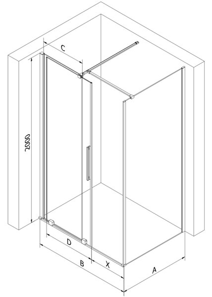Mexen Velar плъзгаща се душ-кабина 100 x 85 см, графит, хром - 871-100-085-41-01