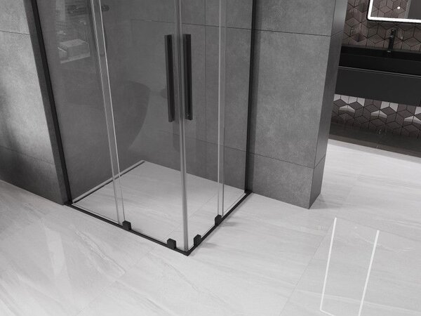 Mexen Velar L Двойна плъзгаща се душ кабина 100 x 90 см, прозрачна, черна