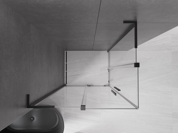 Mexen Velar L Двойна плъзгаща се душ кабина 100 x 90 см, прозрачна, черна