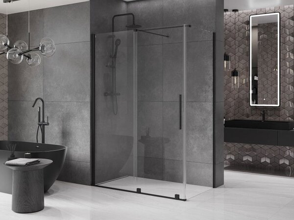 Mexen Velar разтегателна душ кабина 160 x 80 см, прозрачна, черна - 871-160-080-01-70