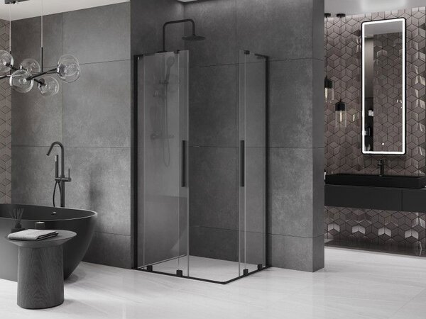 Mexen Velar L Двойна плъзгаща се душ кабина 100 x 90 см, прозрачна, черна