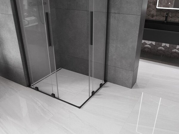 Mexen Velar L Двойна плъзгаща се душ кабина 100 x 90 см, прозрачна, черна