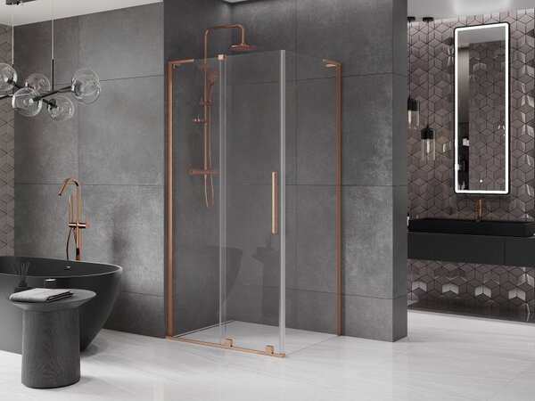 Mexen Velar L плъзгаща се душ кабина 120 x 90 см, прозрачна, четкана мед