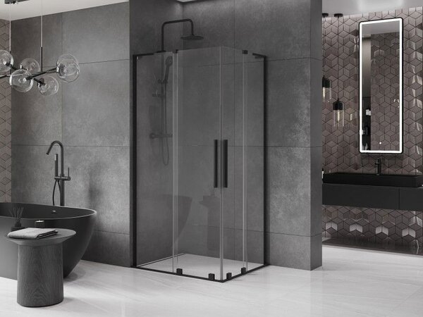 Mexen Velar L Двойна плъзгаща се душ кабина 100 x 90 см, прозрачна, черна