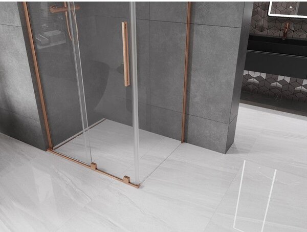 Mexen Velar L плъзгаща се душ кабина 120 x 90 см, прозрачна, четкана мед