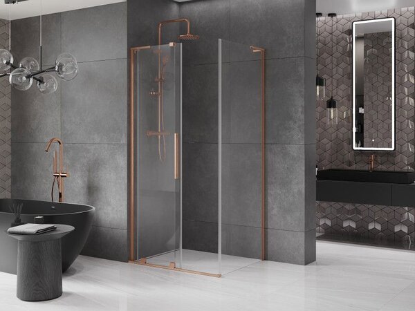 Mexen Velar L плъзгаща се душ кабина 120 x 90 см, прозрачна, четкана мед
