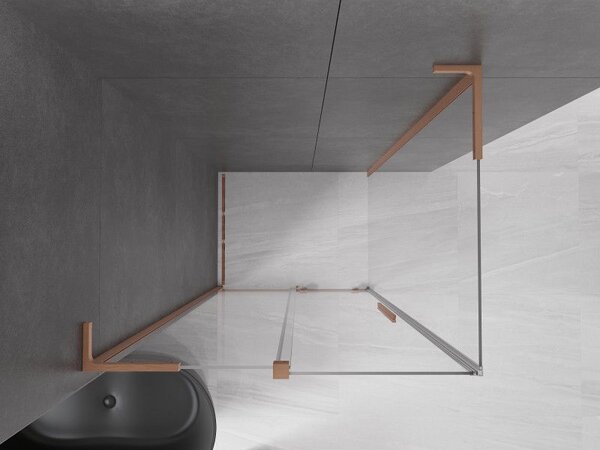 Mexen Velar L плъзгаща се душ кабина 120 x 90 см, прозрачна, четкана мед