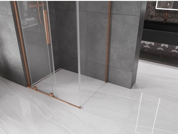 Mexen Velar L плъзгаща се душ кабина 120 x 90 см, прозрачна, четкана мед