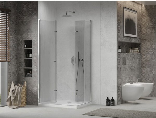 Mexen Lima Душ кабина Duo сгъваема 80 x 70 см, прозрачна, хром + тава Flat