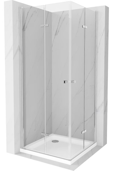 Mexen Lima Двукабинен сгъваем душ 90 x 90 см, прозрачен, хром + корито Flat
