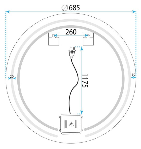Огледало LED 70cm Modern
