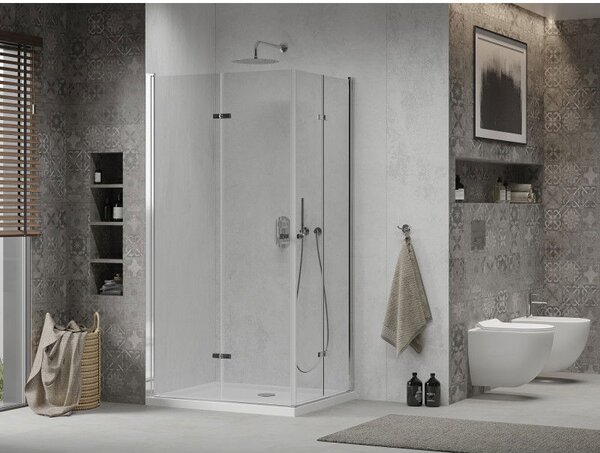 Mexen Lima Душ кабина Duo сгъваема 80 x 70 см, прозрачна, хром + тава Flat