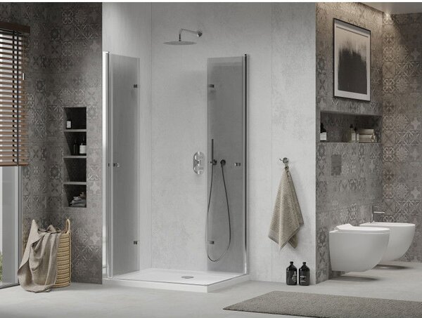 Mexen Lima Душ кабина Duo сгъваема 80 x 70 см, прозрачна, хром + тава Flat