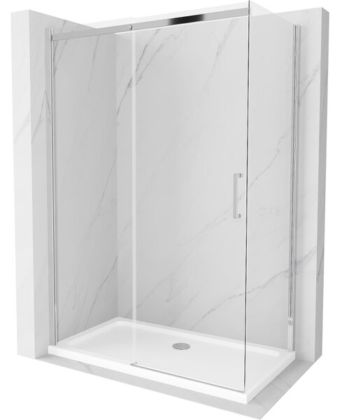 Mexen Omega раздвижна душ кабина 130 x 70 см, прозрачна, хром + поддушник Flat
