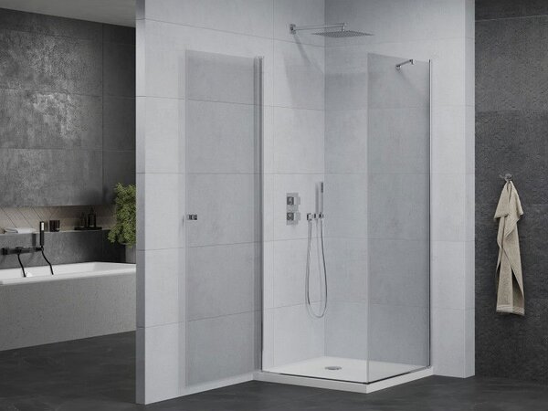 Mexen Pretoria душ кабина с отваряеми врати 70 x 70 см, прозрачен, хром + корито Flat - 852-070-070-01-00-4010