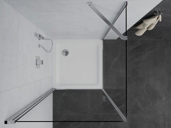 Mexen Pretoria душ кабина с отваряеми врати 70 x 70 см, прозрачен, хром + корито Flat - 852-070-070-01-00-4010