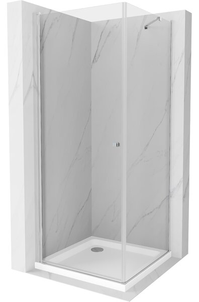 Mexen Pretoria душ кабина с отваряеми врати 70 x 70 см, прозрачен, хром + корито Flat - 852-070-070-01-00-4010