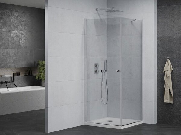 Mexen Pretoria душ кабина с отваряеми врати 70 x 70 см, прозрачен, хром + корито Flat - 852-070-070-01-00-4010