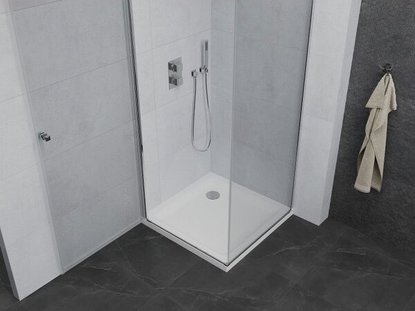 Mexen Pretoria душ кабина с отваряеми врати 70 x 70 см, прозрачен, хром + корито Flat - 852-070-070-01-00-4010