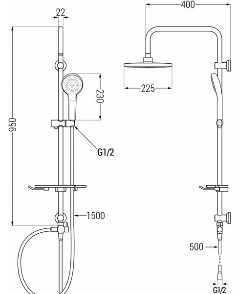 Mexen T05 душ колона, злато/бяло - 798050593-50