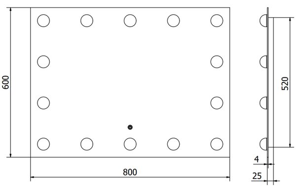 Mexen Dona осветено огледало за баня 80 x 60 см, LED 6000K, анти-пара - 9818-080-060-611-00