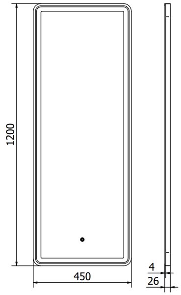 Mexen Coro осветено огледало за баня 45 x 120 cm, LED 6000K, анти-пара, черна рамка - 9817-045-120-611-70