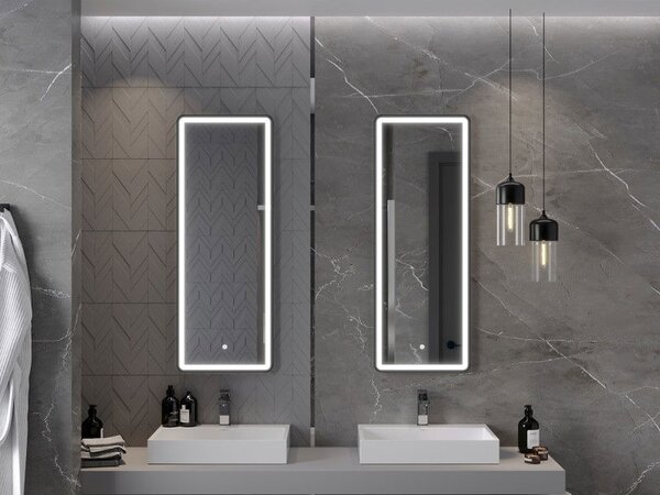 Mexen Coro осветено огледало за баня 45 x 120 cm, LED 6000K, анти-пара, черна рамка - 9817-045-120-611-70