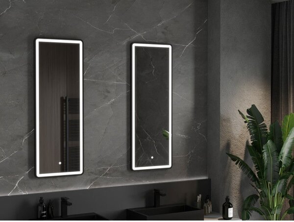 Mexen Coro осветено огледало за баня 45 x 120 cm, LED 6000K, анти-пара, черна рамка - 9817-045-120-611-70