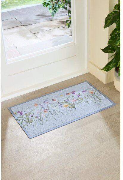 Изтривалка от PVC 40x70 cm Blue Wild Flowers – Artsy Doormats
