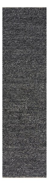 Тъмносива ръчно изработена пътека със смес от вълна 60x230 cm Minerals – Flair Rugs