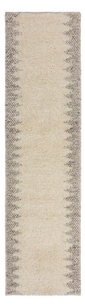 Кремава ръчно изработена пътека със смес от вълна 60x230 cm Minerals Border – Flair Rugs