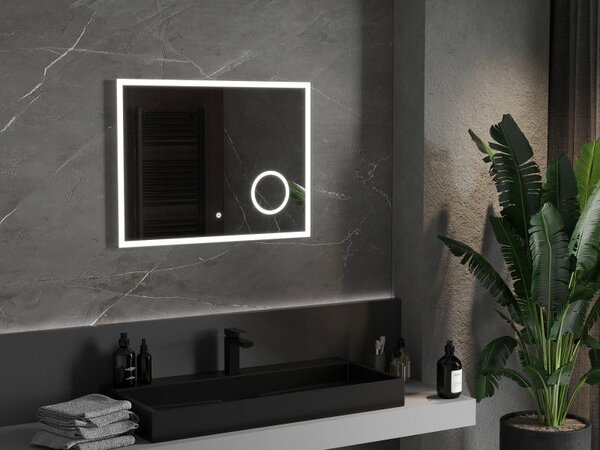 Mexen Kala осветено огледало за баня с козметично огледало 80 x 60 см, LED 6000K, анти-пара - 9820-080-060-611-00