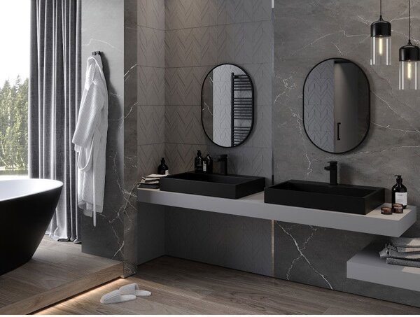 Mexen Loft овално огледало за баня 70 x 50 см, черна рамка - 9851-070-050-000-70
