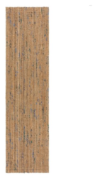 Синьо-естествена ръчно изработена ютена пътека 60x230 cm Jute Boucle Blue – Flair Rugs