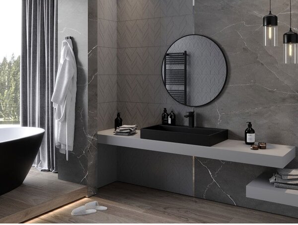 Mexen Loft кръгло огледало за баня 80 см, черна рамка - 9850-080-080-000-70
