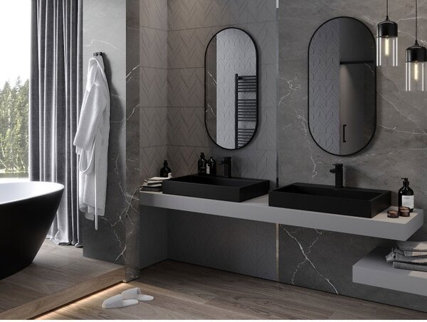 Mexen Loft овално огледало за баня 100 x 50 см, черна рамка - 9851-100-050-000-70