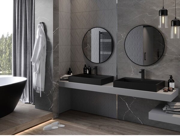 Mexen Loft кръгло огледало за баня 70 см, черна рамка - 9850-070-070-000-70