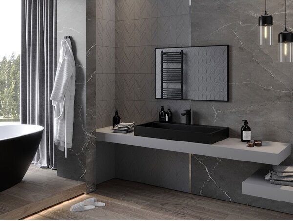 Mexen Loft правоъгълно баняно огледало 90 x 60 см, черна рамка - 9852-090-060-000-70