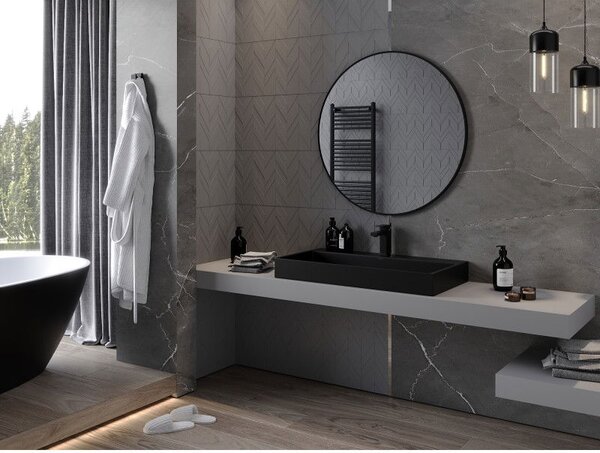 Mexen Loft кръгло огледало за баня 90 см, черна рамка - 9850-090-090-000-70