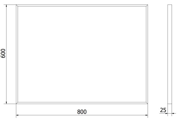 Mexen Loft правоъгълно огледало за баня 80 x 60 cm, черна рамка - 9852-080-060-000-70