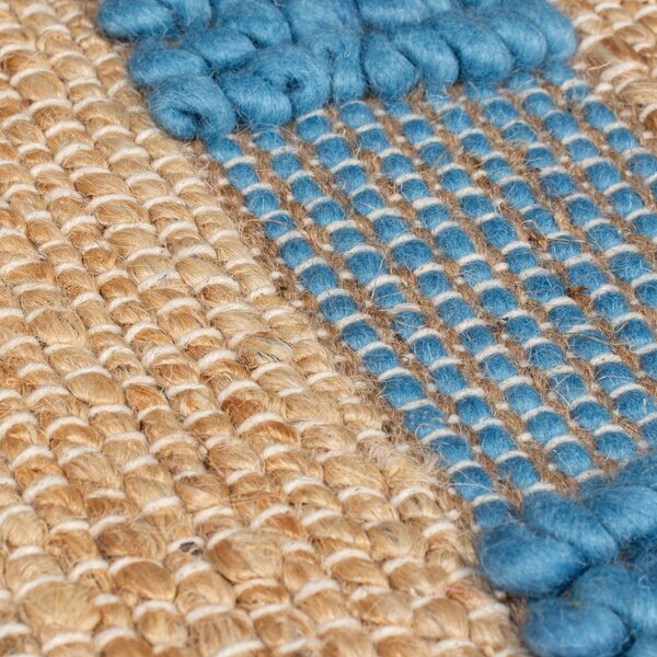 Синьо-естествена ръчно изработена пътека със смес от юта 60x230 cm Medina Jute – Flair Rugs