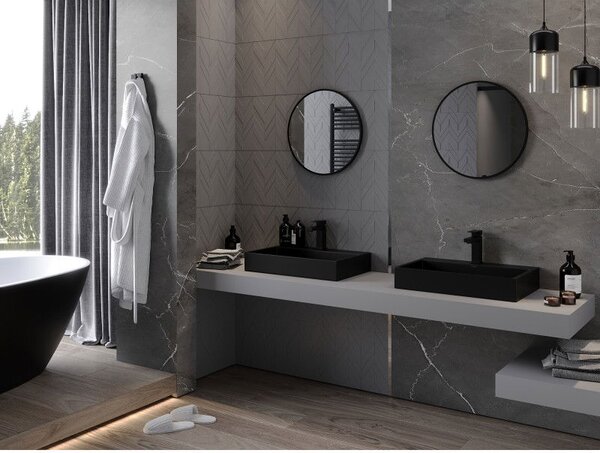 Mexen Loft кръгло огледало за баня 30 см, черна рамка - 9850-030-030-000-70
