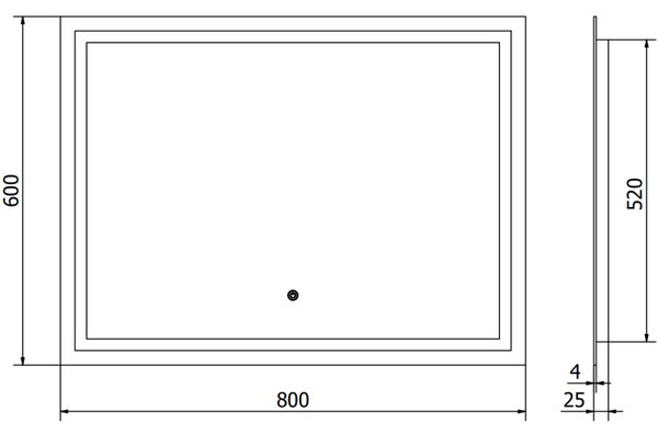 Mexen Miko осветено огледало за баня 80 x 60 см, LED 6000K, анти-пара - 9819-080-060-611-00